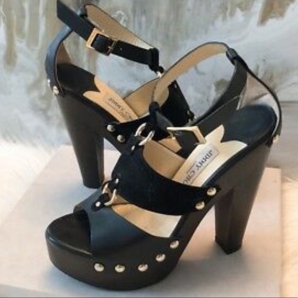 JIMMY CHOO URSULA BLACK HIGH HEEL SANDALS - Picture 2 of 6